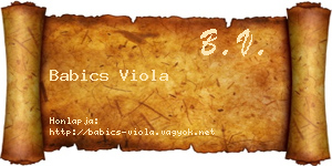 Babics Viola névjegykártya